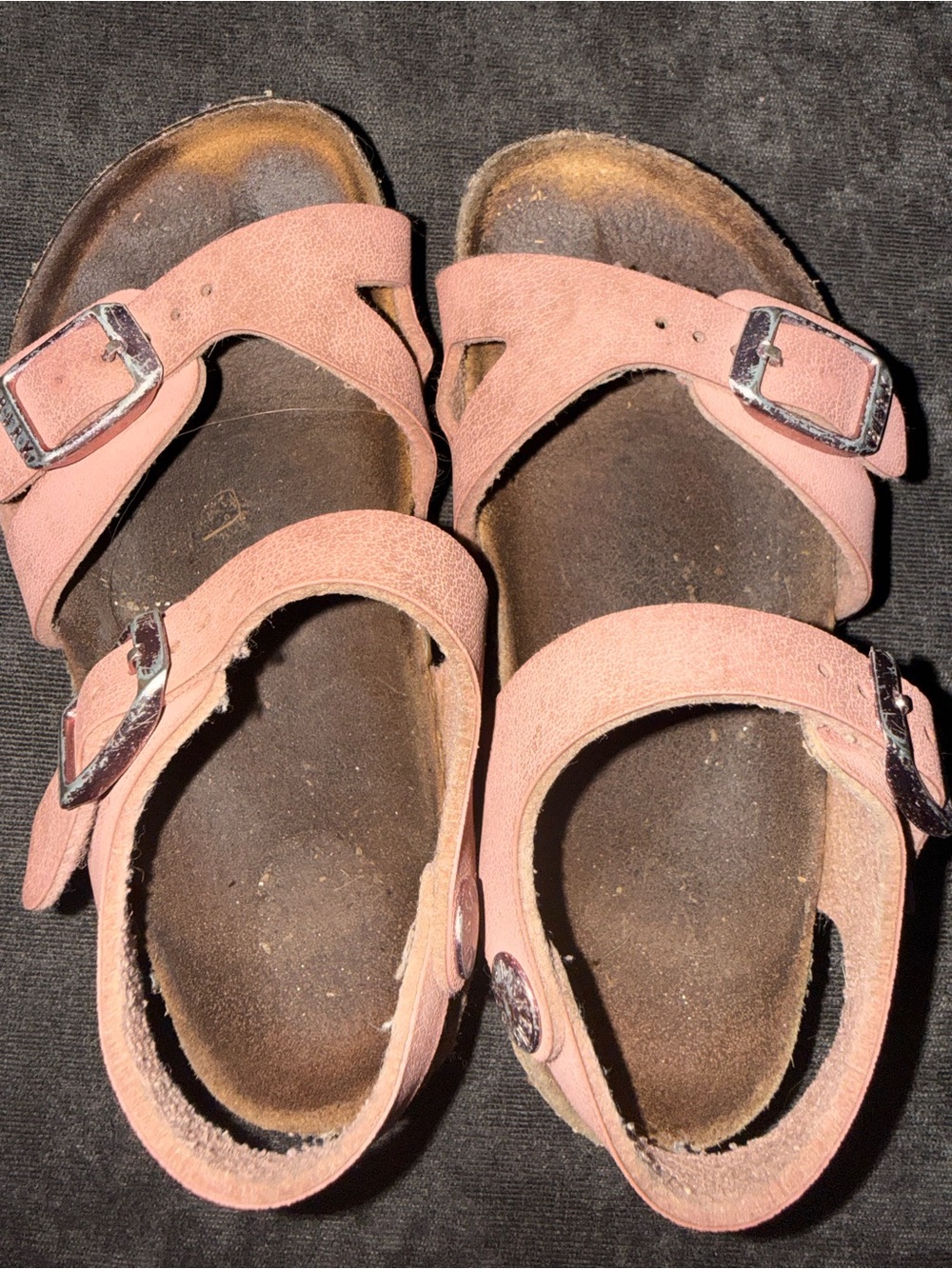 Birkenstock Rio Kids Sandals Pink Double Buckle Cork Footbed Size EU 26
